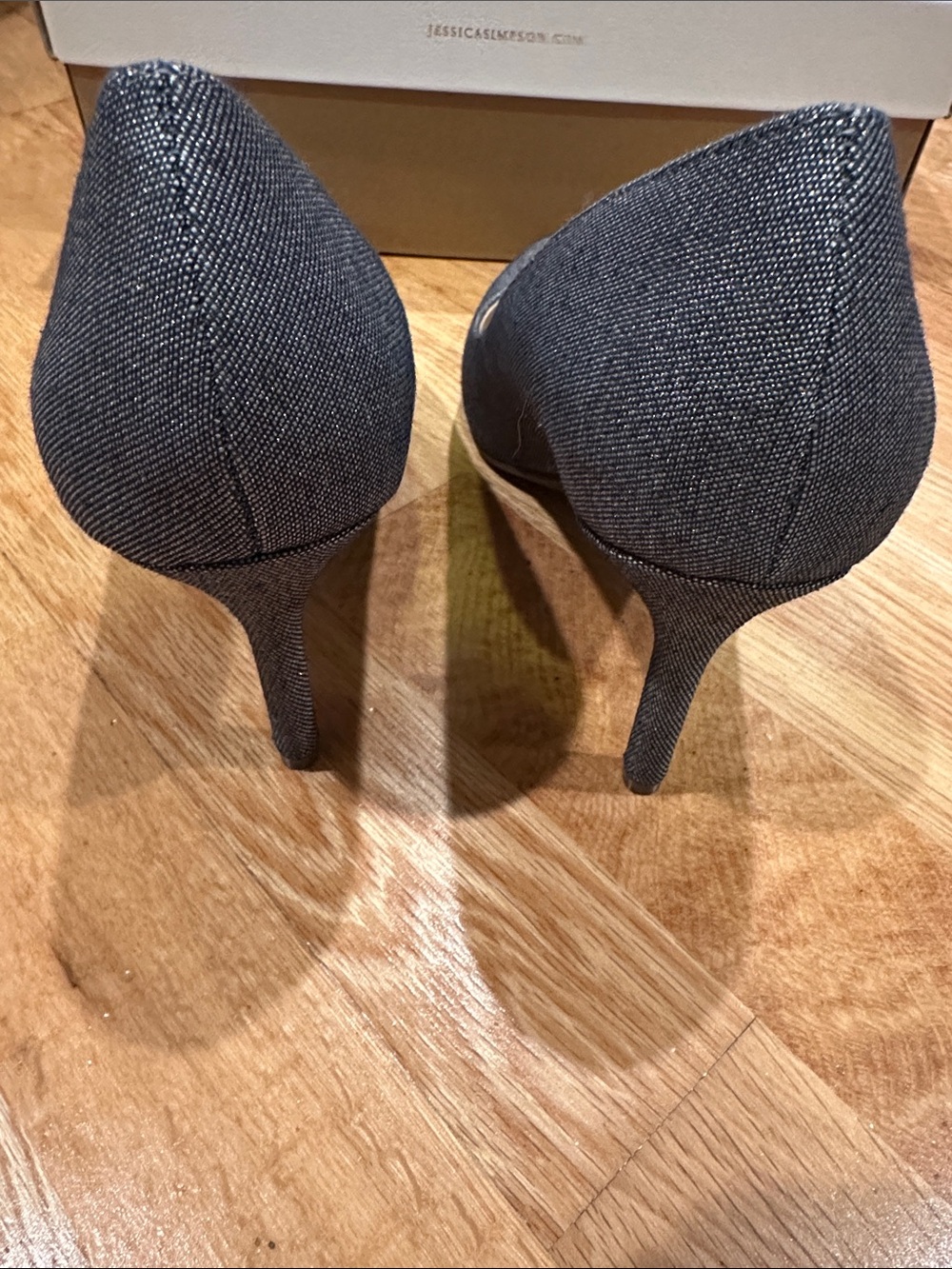 Jessica Simpson Light Blue Denim Lame Pointed-Toe Pumps - Picture 3 of 8
